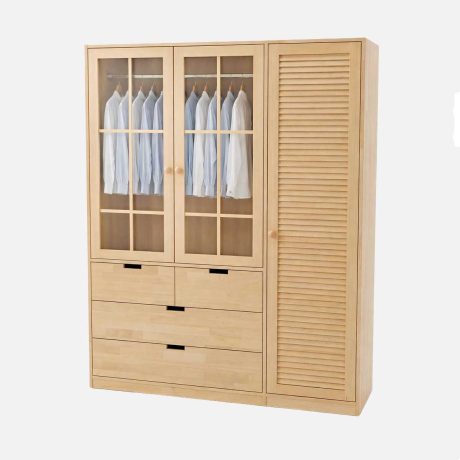 3 Kapaklı Camlı Ayaksız Oyuklu Dolap