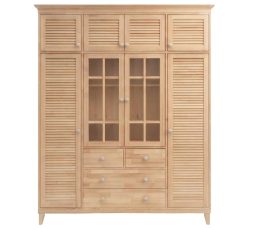 Yüklüklü Camlı Ayaklı Kulplu Dolap