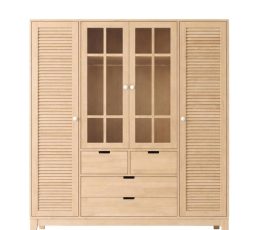 4 Kapaklı Camlı Ayaklı Oyuklu Dolap