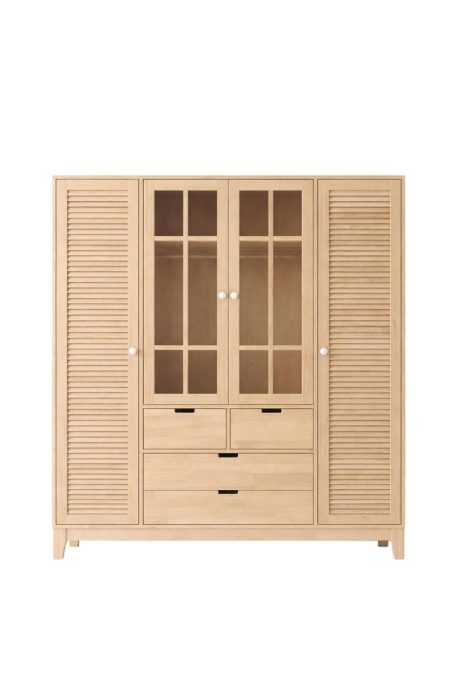 4 Kapaklı Camlı Ayaklı Oyuklu Dolap